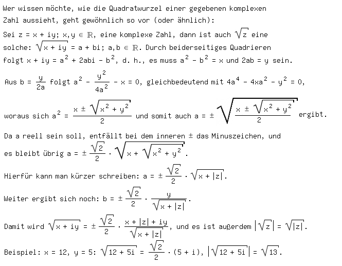 Wurzel Aus Einer Komplexen Zahl www.hjcaspar.de